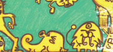 Creatures, screen print with various imaginary beasties