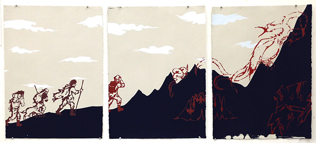 Adventures trekking up a mountain, dangers unbeknownst to them.