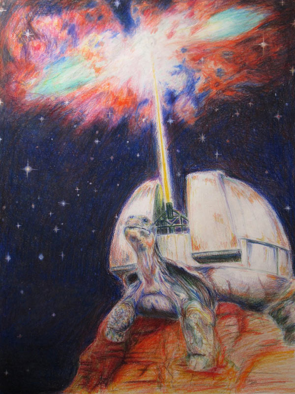 Observatortoise = Observatory + Tortoise! Color pencil drawing.