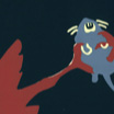 Owls and Mouse, silk screen print of two owls fighting over mouse.